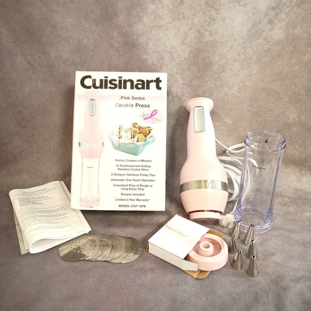 Cuisinart Pink Series Electric Cookie Press CCP10 12 Plates/6 Tips Tested